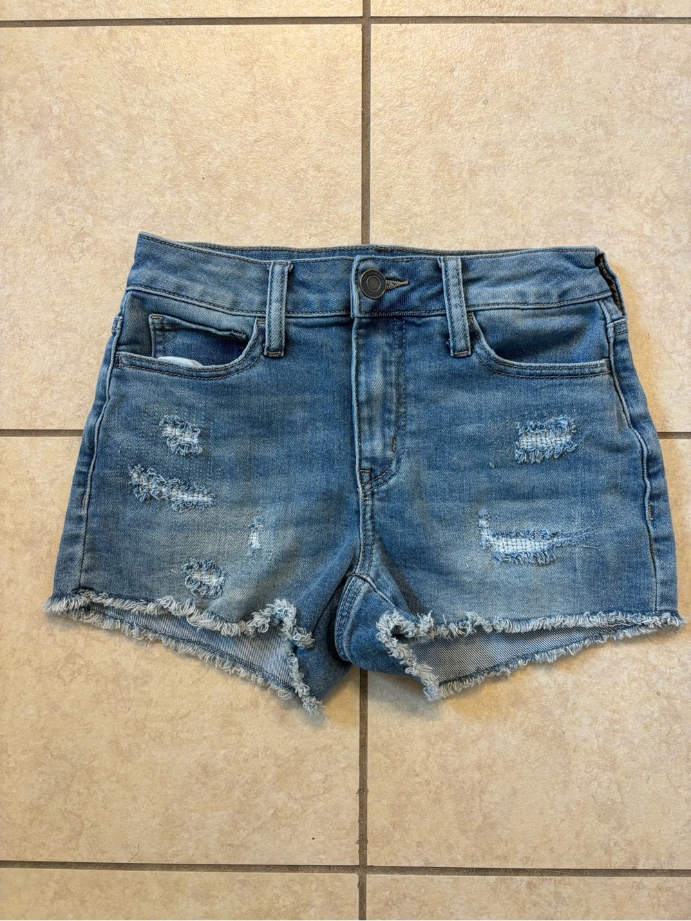 SO Goods For Life High Rise Shortie Denim Short Women’s Size 3 26W Distressed